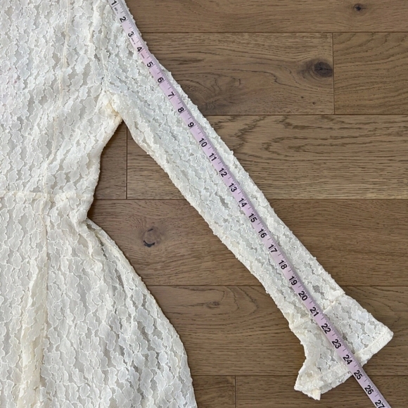 Free People Ivory Lace Long Sleeve Dress Small - Picture 9 of 12